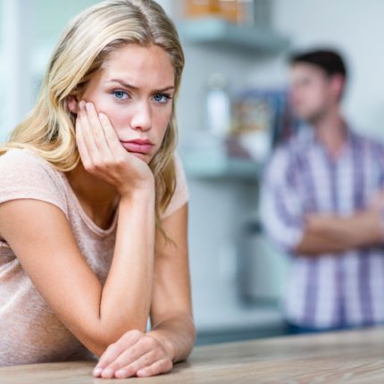 Annoyed couple ignoring each other in Katy, Texas